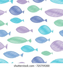 Colorful fish.  Seamless pattern with cute fish. Sea background.