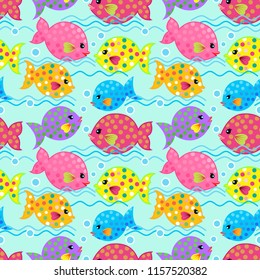 Colorful fish seamless  pattern for wallpaper fabric textile.
