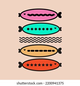 Colorful fish set or collection. Simple cute vector iilustration.