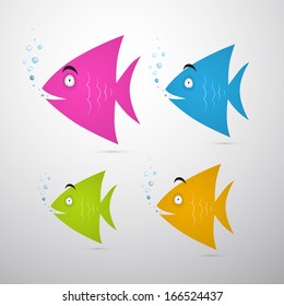 Colorful Fish Set Illustration