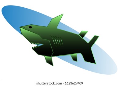colorful fish shark vector illustration. hand drawing jaw with big teeth. isolated in white background. for logo, t-shirt design etc. 
