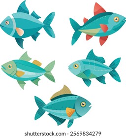 colorful fish sticker vector illustration.