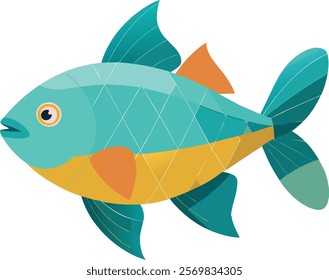 colorful fish sticker vector illustration.