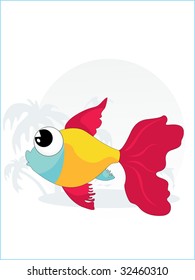 peces coloridos con fondo tropical, ilustración vectorial