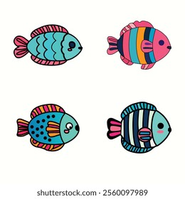 colorful fish vector art design