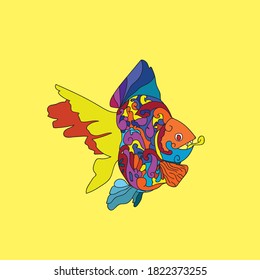 peces coloridos de fondo amarillo