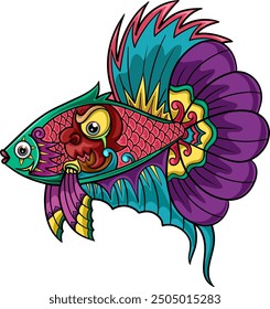 Colorful fish zentangle arts isolated of illustration