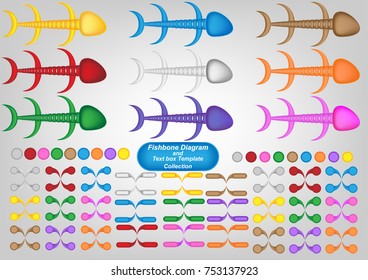 colorful fishbone diagram analysis chart. Business problem solving chart and template for team brainstorming in company. Vector EPS10