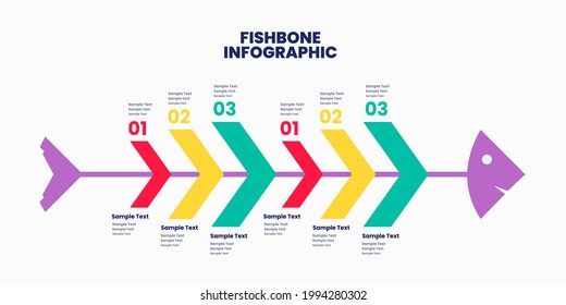 Colorful Fishbone Infographic White Background Good Stock Vector ...