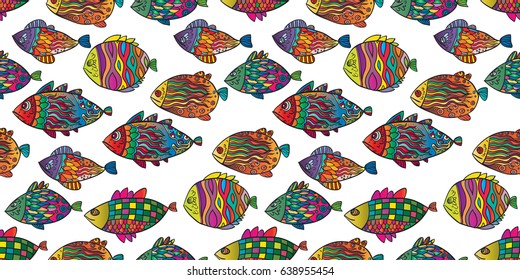 colorful fishes seamless pattern