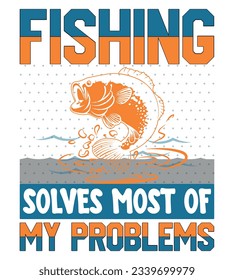 Colorful Fishing T-Shirt Design With Vector Illustration