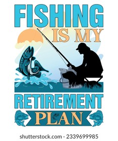 Colorful Fishing T-Shirt Design With Vector Illustration