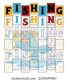 Colorful Fishing T-Shirt Design With Vector Illustration