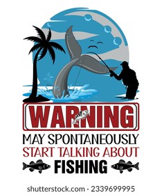 Colorful Fishing T-Shirt Design With Vector Illustration