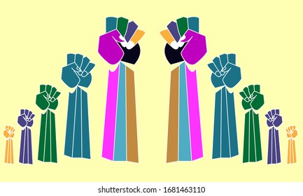 colorful fist vector design. movement, difference and social.