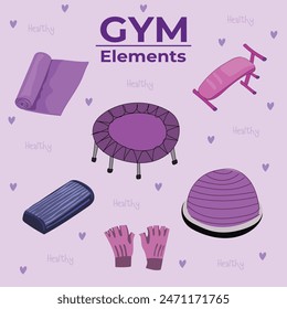 Colorful Fitness Equipment Vector Illustration Collection.