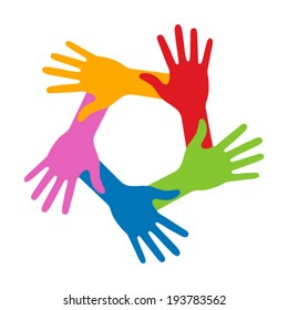 Colorful Five Hands Icon, vector illustration 