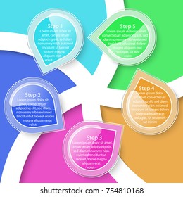 Colorful five labels transparency infographic.