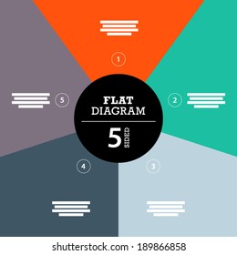 Colorful five sided full background stripe puzzle presentation diagram infographic template with explanatory text field