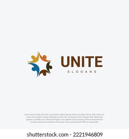 Colorful Five Star Icon for unite or friendship logo Abstract People Logo isolated on white background. Flat Vector Logo Design Template Element.