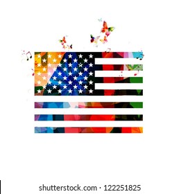 Colorful flag of America background