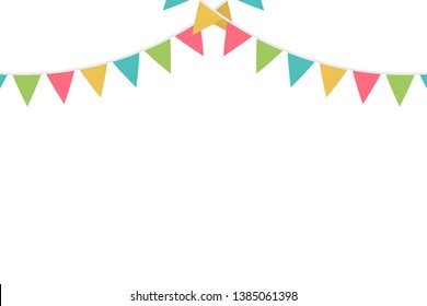 Colorful Flag Bunting Isolated On Background. Celebration & Congratulations. Sport Soccer, Football Decoration. festa junina brazil. Vector