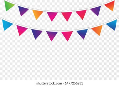 Colorful Flag Bunting Isolated On Background. Celebration & Congratulations. Sport Soccer, Football Decoration. festa junina brazil. Vector