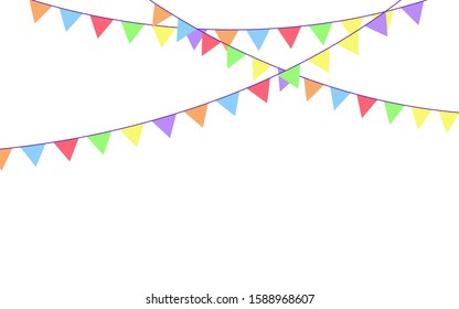 Colorful Flag Bunting Isolated On Background. Celebration & Congratulations. Sport Soccer, Football Decoration. festa junina brazil. Vector