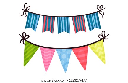 Colorful Flag Garland as Birthday Celebration Symbol Vector Set