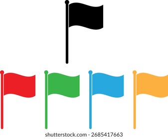 Ícone de sinalizador colorido definido em cores diferentes. Bandeira no ícone do polo . Ilustração vetorial
