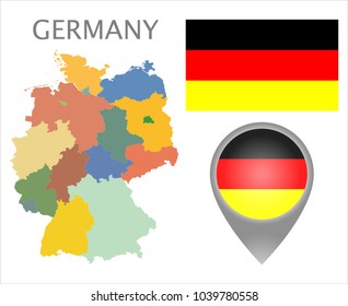 Colorful Flag Map Pointer Germany 260nw 1039780558 