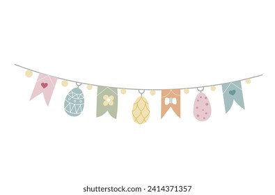 Colorful flag party with confetti on transparent background, decoration element, Vector illustration.