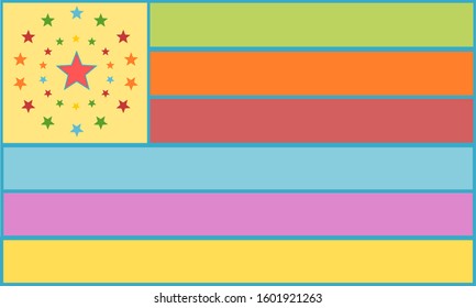 Colorful flag with stars and stripes