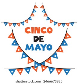 Bunte Fahnen und Banner für Cinco de Mayo Feier. Cinco de Mayo fiesta Flagge Vektorgrafik Set. 11:11