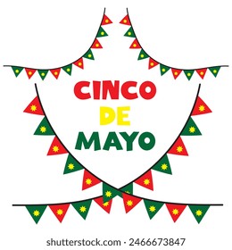 Bunte Fahnen und Banner für Cinco de Mayo Feier. Cinco de Mayo fiesta Flagge Vektorgrafik Set. 11:11