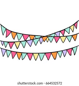 Colorful flags by various festivities