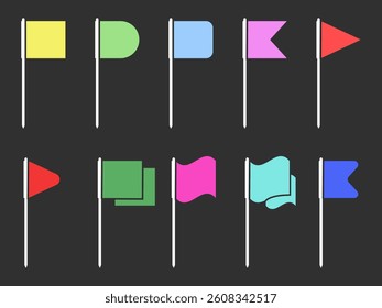 Colorful flags in different shapes isolated set design element