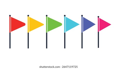 Bandeiras coloridas saltitantes na decoração de brisa simbolizam celebração de realização e tema festividades