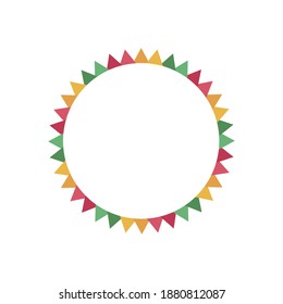 Colorful flags garlands background with place for your text. Round looop frame. Party, carnival, festival. vector illustration on white background flat style