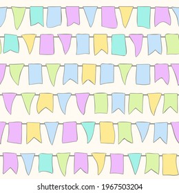 Colorful flags garlands - seamless vector pattern
