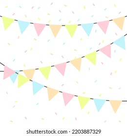 Colorful flags for holiday or birthday decoration. Vector illustration