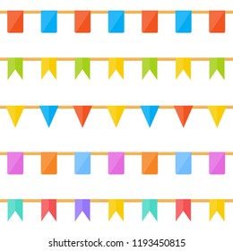 Colorful flags on rope