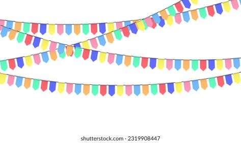 colorful flags for the party on the white background