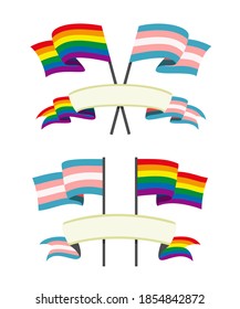 The Colorful Flags and Ribbons for the LGBT and Trangender People.