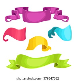 Colorful flags and ribbons. Vector set of cute banners