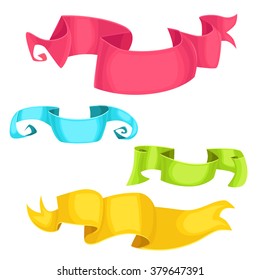 Colorful flags and ribbons. Vector set of cute banners