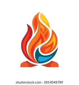 Colorful flame with blue core