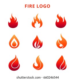 Colorful flame of fire for logo badge or label isolated on white background. Vector illustration