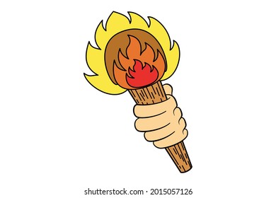 Colorful flame with icon on white background isolated