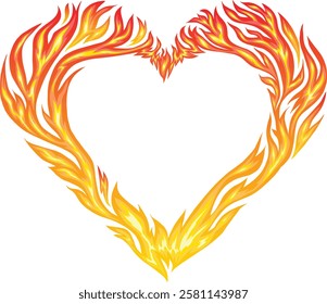 Colorful Flaming Heart Vector – Fiery, Leafy, and Vibrant Abstract Design. Perfect for love, passion, romance, Valentine’s Day, tattoo designs, and creative graphic projects. 